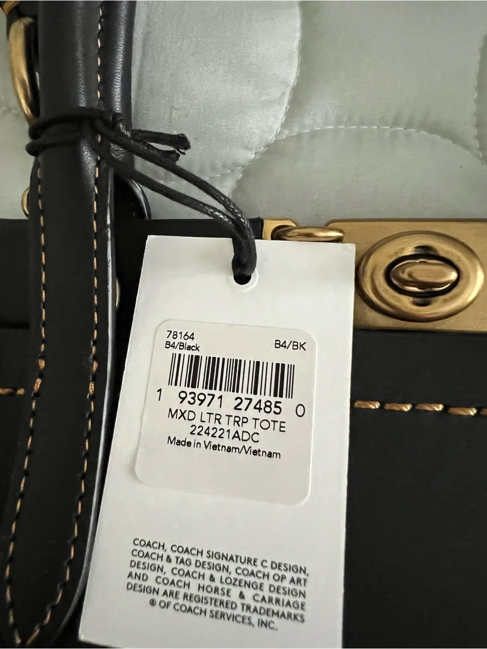 COACH Black Leather mixed leather Troupe Tote satchel with Gold-Tone Hardware